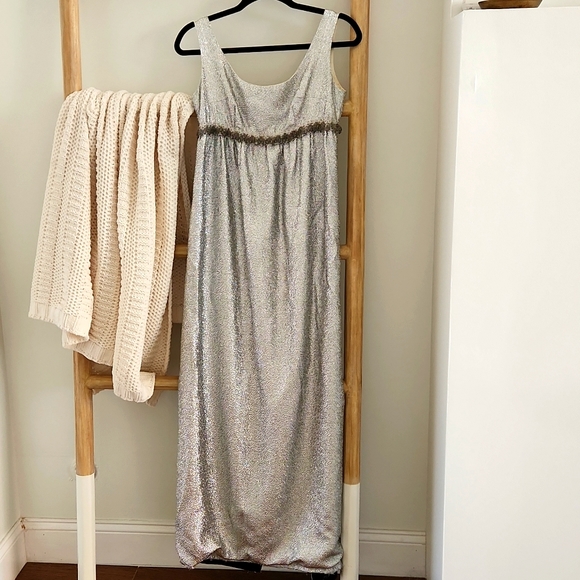 Vintage Silver Sparkle Shakespeare Dress Beaded Bodice - Picture 1 of 10